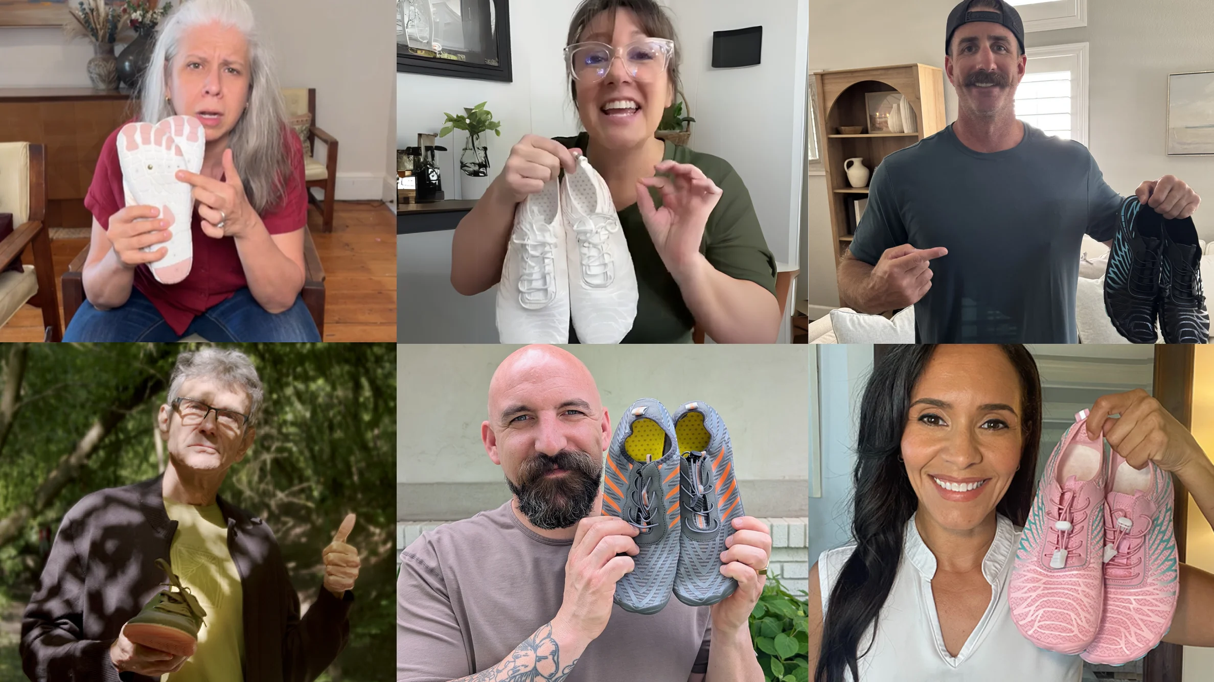 Real Bronoir customers showing off their barefoot shoes